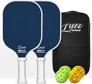 Luzz Carbon Fiber Pickleball Paddles Set of 2,Sandblasted Surface USAPA Approved Pickle Ball Rackets 2 Pack Increased Spin Control Pickle Ball Paddle Set with 4 Balls for Men,Women,Pros (Set Target)