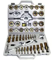45 pc Tap and Die Set Metric Titanium Heat Treated Tungsten Steel Construction