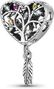 [GNOCE] Tree of Life Pendant Charm Sterling Silver Heart Shaped Dangle Charm Fit Bracelet/Necklace for Women Girls Wife Daughter
