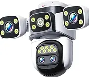 10K Home Security WiFi Camera Four Lens Four Screen 360° 10X Optical Zoom CCTV Auto Tracking 20MP Surveillance IP Cam(U/K,10K Cam 128G)
