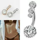Navel Belly Button Rings Bar Crystal Flower Dangle Body Jewelry Piercing Nice