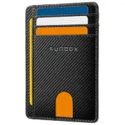 Slim Minimalist RFID Blocking Front Pocket Leather Wallets for 03-Modern Black