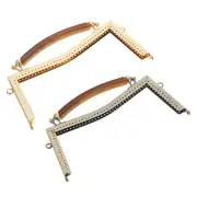 2Pcs 8.07" Rectangular Kiss Lock Metal Purse Frame, Light Gold/Bronze