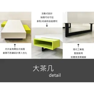 !新生活家具! 《珀莉》茶几 鋼琴烤漆 鏡面 白色亮烤 白色茶几 白色大幾 大茶几 長形茶几 鐵腳 (4.7折)