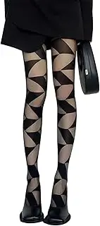 [Generic] Square Rhombus Grid Stockings Black Sexy Sheer Tights Y2k Lace Sheer Pantyhose for Women, Black, One Size