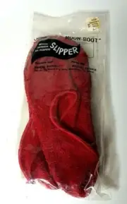 Vintage Moon Boot Slippers Terry Cloth Rubber Sole S 5-6 Red NOS New 1970s 1980s