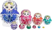 Nesting Dolls Russian Nesting Dolls 10 Piece Matryoshka Wooden Toy Nesting Dolls Cute Environmental Protection Educational Toy Wish Gift Cute and Fun Gift (Color : A)