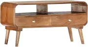 Solid Mango Wood TV Stand, Media Entertainment Center for Living Room, Bedroom Storage Cabinet Table, Modern Rustic Furniture with Drawers and Shelf