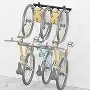 monTEK Bike Storage Rack, 3 Bike Racks & 2 Helmets Hooks for Indoor Bike Storage, Heavy-Duty Steel Bike Hangers for Garage, Bike Wall Mount Max Capacity 209lbs, 32-in
