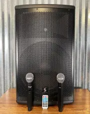Stagg AS15B 15" 400 Watt Bluetooth Battery Powered Speaker PA & 2 Handheld Mics