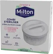 MILTON Combi Microwave Or Cold Water Steriliser in White – Fits Five Wide Neck Bottles of Any Brand