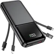 PDBEST Power Bank Portable Charger with Built in Cable 20000mah USB C Fast Charging Travel Essential Battery Pack for iPhone Samsung Android iPad etc