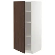 METOD high cabinet with shelves, white/Sinarp brown, 60x60x140 cm