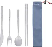 Boundless Voyage Titanium Cutlery Set Portable Camping Tableware Chopsticks Knife Fork Spoon Set for Home Travel (4 Pcs Set)