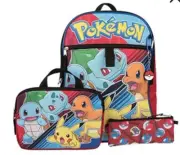 Pokémon Pikachu Bioworld Backpack Set Book Bag Supply Padded Utility Case Key
