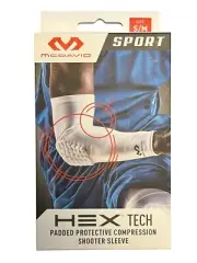 McDavid Sport Hex Tech Padded Protective Compression Shooter Sleeve White S/M