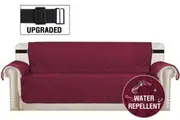 Couch Cover Water Repellent Cotton Finishing Quilted Furniture Sofa Protector Cover Pet Friendly, Multi Size 1/2/3/4 Seater and Recliner, Burgundy/Tan