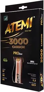 Pro Carbon 3000 Table Tennis Bat | Superior Control & Power |New 2020 ITTF Approved Rubber Recipe |Made from Natural, Non-Dyed Exotic Woods |All Levels |Updated Handles, Colours and Packaging