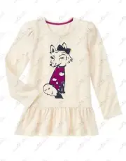 NWT GYMBOREE BUNDLED AND BRIGHT WINKING FOX PEPLUM LONG SLEEVE TEE TOP SZ 6