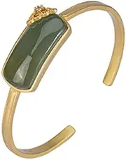 [Generic] Silver Gold Plated Hetian Jade Qingyu Xiangyun Personality All-Match Ladies Bracelet