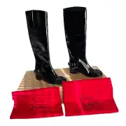 Christian Louboutin Patent Leather Size 38 EGOUTINA FLAT PATENT CALF SPIKES Boot