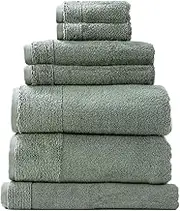 7pc Renee Taylor Aireys Hand/Face Bath/Towel Set Zero Twist Cotton 650 GSM Agave