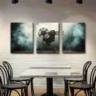 3pcs Vintage Film Projector Design Perfect Wall Art Canvas Framed 50x70cm