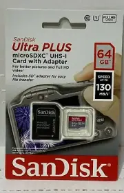 SanDisk Ultra Plus MicroSDXC UHS-I Card w/ Adapter - 64GB