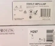 Delta 3595LF-MPU-LHP Cassidy Widespread Bathroom Faucet Handles SET/LOT Chrome