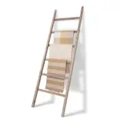 Blanket Ladder 6-Tier Towel Rack, Wooden Quilt Ladder Shelf for Home 24" Wide