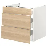 ENHET base cb w 3 drawers, white/oak effect, 80x62x75 cm