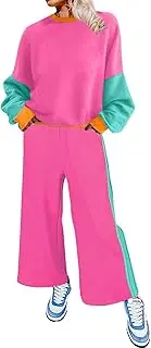[SHEWIN] Women's 2 Piece Lounge Sets For Women Casual Long Sleeve Tops and Wide Leg Pants Matching Set
