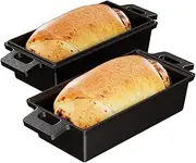 YAGEANNL 2 in 1 Cast Iron Bread Pan with Lid, Perfect Bread Oven, Loaf Pans for Baking Homemade Sourdough Bread 9x5, 2 Piece set, Black