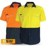 HI VIS SUMMER SOFT LIGHT COOL VENTED RIP STOP COTTON WORK SHORT SLEEVE SHIRT