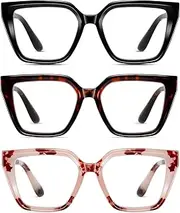 Hubeye Reading Glasses for Women Blue Light Blocking Computer Readers Oprah Square Anti Glare/Eyestrain Spring Hinge