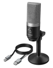 [KG] Fifine Technology Silver USB Condenser Microphone with Desk Stand