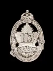 113th Canadian Battalion Lethbridge Highlanders Cap Badge Hallmarked Silver