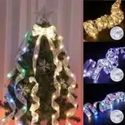 LED Christmas Tree Ribbon Bows Light Up Topper Top Lights Xmas Home Party Decors