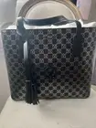 New Valentino by Mario Valentino Black Monogram Tote with Tassel Bag