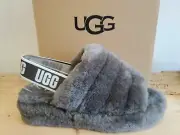 UGG Australia Women's Fluff Yeah Slides In Charcoal Everyday Sheepskin Sandal