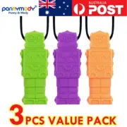 3PCS Robot Sensory Chew Necklace Pendant Teething Toy Boys Girl ADHD Autism Gift