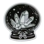 Crystal Ball Snow Globe Stars Black White Sticker