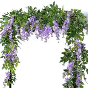 2pcs 7ft/pcs Artificial Wisteria Vine, Flower Garland Wisteria Vine Rattan Hanging Flowers For Outd