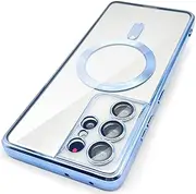 (New) RUNGOS for Samsung S21 Ultra Case MagSafe, (Camera Lens Protector) [Stable Magnetic] [10 Ft Drop Tested] Soft Shockproof Case for Samsung Galaxy S21 Ultra, S 21 Ultra Case 6.8 Inch Clear Blue