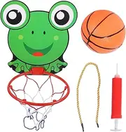 1 Set Cartoon Frog Indoor Basketball Hoop Set Safe No Parts Includes Basketball Air Pump Fun Indoor Plaything for Exercise and Entertainment
