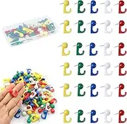 Yharnamite 100 Pcs Push Pin Hooks, Pin Tack Hooks, Bulletin Board Hooks, Wall Decorative Thumb Tacks Hook for Photo Walls Bulletin Boards Home Offices Schools (Multicolor)