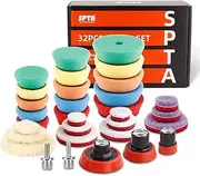 SPTA Mini Polishing Pads, 25mm 50mm 80mm Detailing Polishing Pads Car Detailing Kit Vehicle Buffing Pads Preserving Wax & Polishing Pads Paint Polishing Applicator (32Pcs) For mini Polisher -XBP123M58