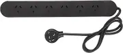 HPM 6 Outlet Surge Protected Powerboard Black