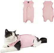 Cat Recovery Suit Anti Licking Wounds,Breathable (Pink, L)
