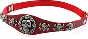 [Mr.Fashion] Women's Dark Wind Halloween Punk Accessory Leg Chain Waist Multi-purpose wear Garter Skull elastic leg ring garter, (Garter Belt) Red, One Size